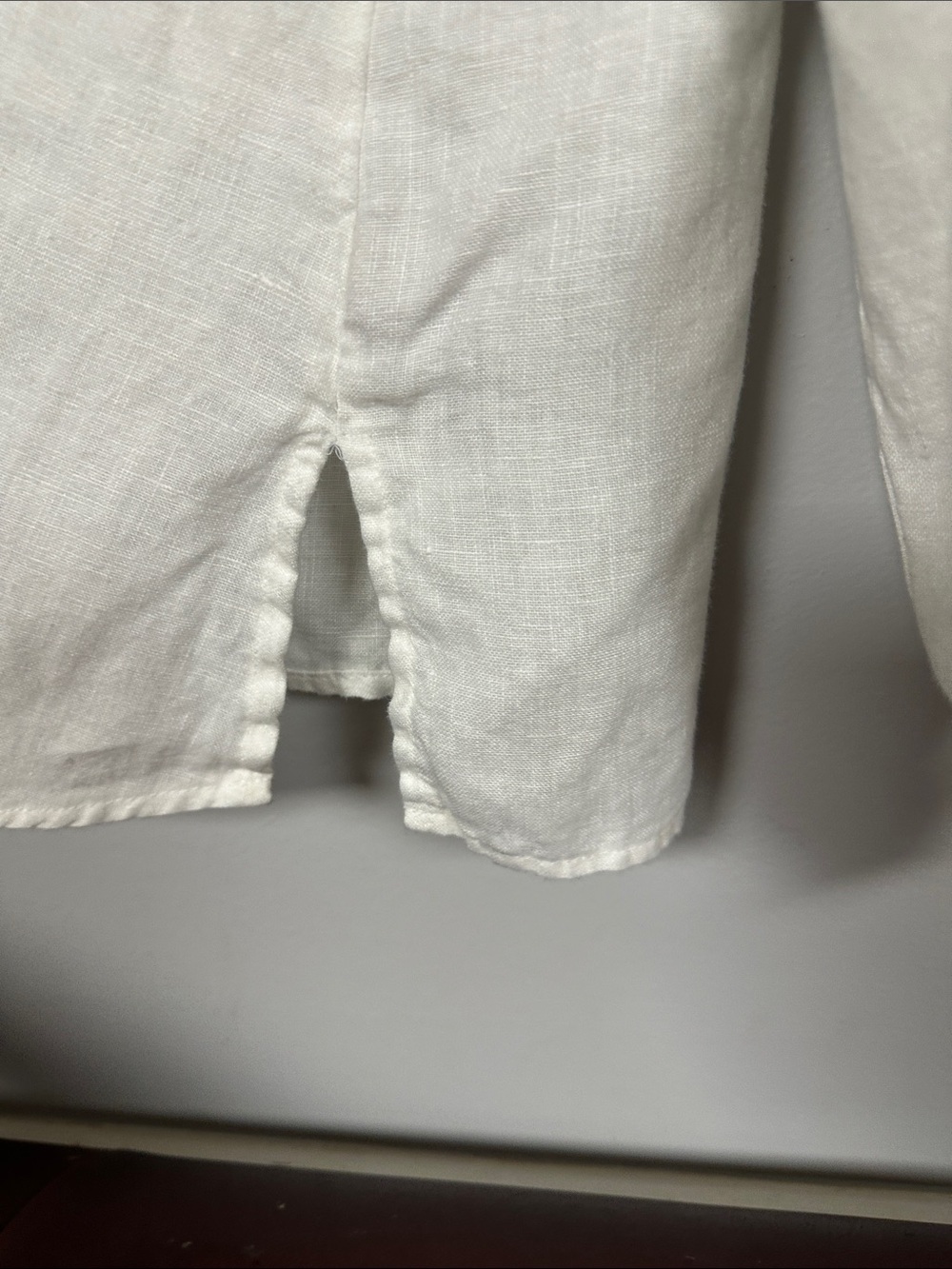 JM Collection 100% linen button front white shirt Gold Buttons, 14 - Picture 5 of 6